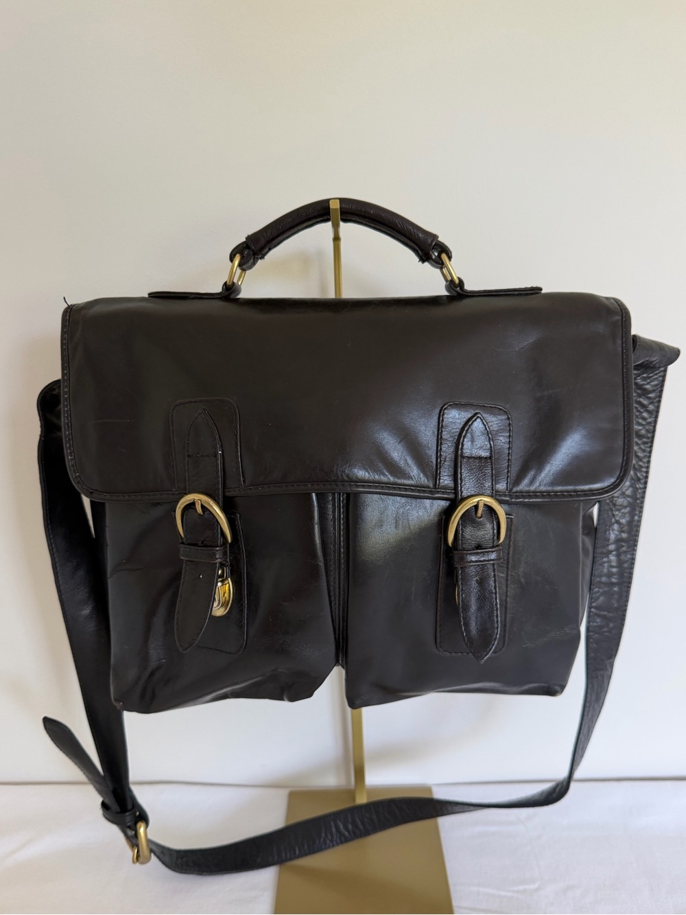 Vintage Wilsons Leather Handcrafted Brown Leather Messenger Briefcase